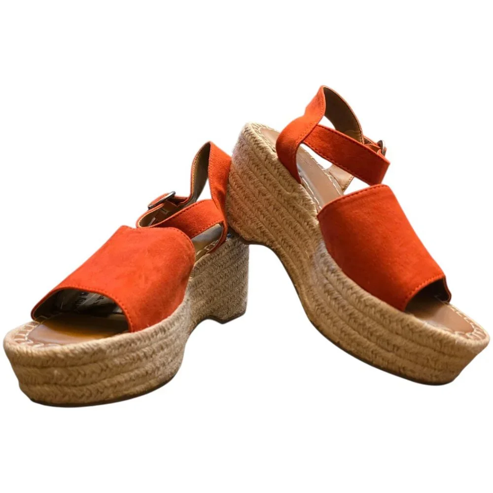 Orange Espadrille Wedge sz 8
